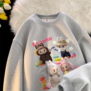 Daiwing 大學t oversize 長袖 拉布布 衛衣 labubu 秋冬女裝 圓領大學t 加絨刷毛長袖 韓系