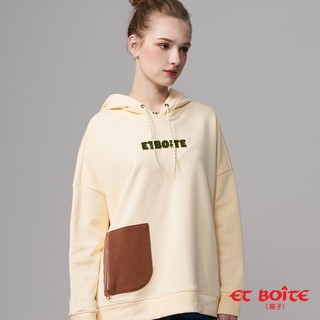 BLUE WAY ET BOiTE 箱子 - 女款 LOGO牙刷繡撞色貼袋連帽長TEE