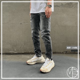 【MKST.STUDIO】(M204) 高磅小破壞 合身窄版 灰色刷破 牛仔褲 灰牛王 男牛仔 牛仔長褲 男生長褲