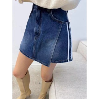 CHILL現貨 KS韓系槓條牛仔裙 褲裙 女生 A字包臀裙 短裙 牛仔短裙 A字裙 A字牛仔短褲 女裝高腰褲裙 預購