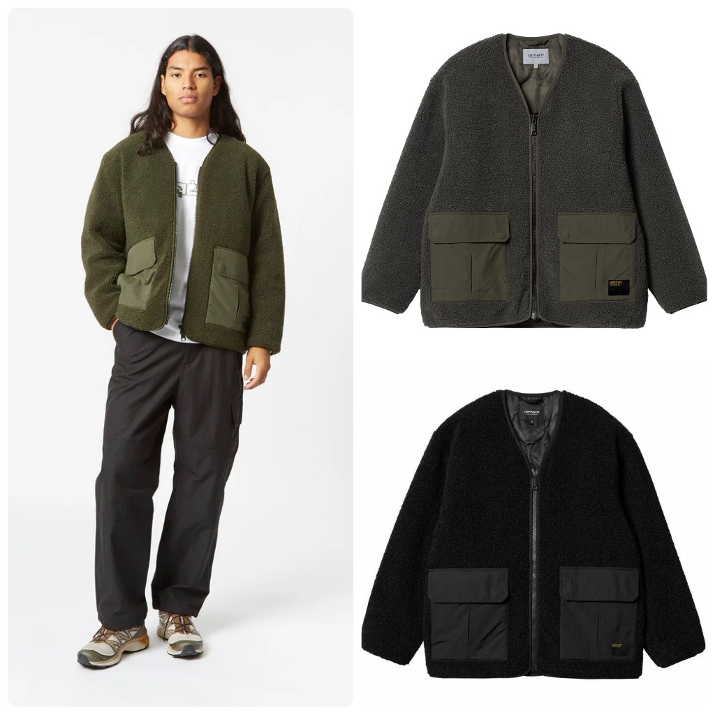 <日青> 全新 Carhartt WIP Devin Liner 軍事黑標搖粒絨抓絨無領外套 黑 軍綠