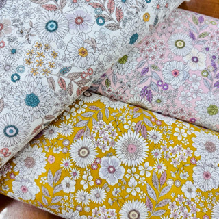 【大同布行】5色 日本布 棉布 平織棉布 綻放花朵 適用於抱枕、衣褲、桌巾、佈景、手作、圍兜、洋裁、布料、洋裁、布料