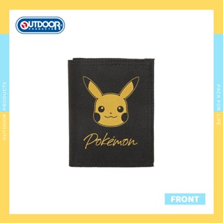 【OUTDOOR】寶可夢Pokemon-金典皮卡丘對折短夾 鈔票零錢短夾 黑色 ODGO22S09BK