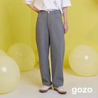 【gozo】Ada造型釦彈性針織男友褲(灰色/黑色 M/L) | 女裝 顯瘦 休閒