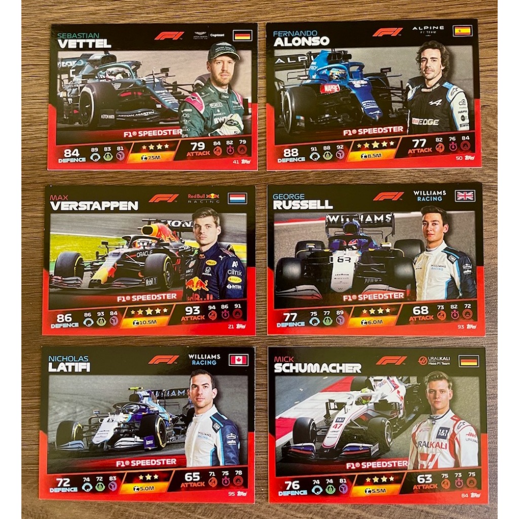 懷舊系列 Topps F1 2021 老卡 車手卡 + 賽車卡 Formula 1