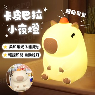 (臺灣現貨出貨)水豚小夜燈 卡皮巴拉小夜燈 拍拍燈 交換禮物 小夜燈 床頭燈