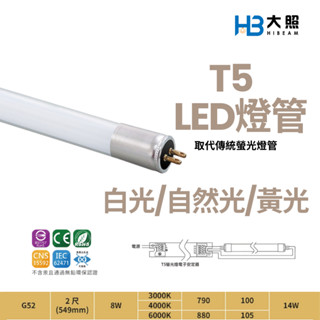 LED T5 燈管 T5玻璃燈管 8W 2呎 日光燈 燈管 燈