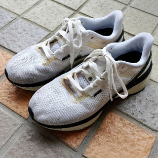 二手 W NIKE AIR ZOOM STRUCTURE 25 白黑 慢跑鞋 女US7 24cm