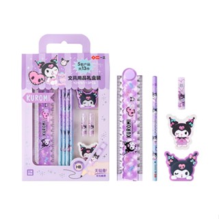 文具 三麗鷗庫洛米HB圓桿鉛筆禮盒套裝 小學生兒童節生日禮物 鉛筆折疊尺橡皮擦文具禮盒 小學生文具用品