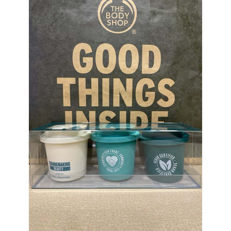 台灣百貨 公司貨 The Body Shop 小盆栽美妝蛋1組+一瓶2M L白麝香香水試管