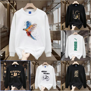 男生大學T【M-5XL】冬季上衣高品質純棉百搭街頭風潮流印花圓領透氣衛衣青少年高街歐美時尚可搭情侶大學T寬鬆新潮流上衣