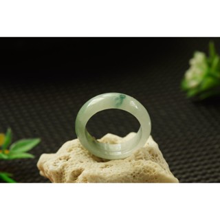 熱賣U711玉戒指❀ 11# 翡翠玉天然A貨冰潤飄花寬版戒圈指環戒子【緬甸玉翠軒】玉首飾品 男女款式 尾戒