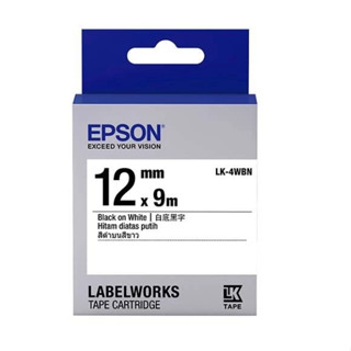 EPSON LK-4WBN 白底黑字基本款標籤帶 12mmx9m