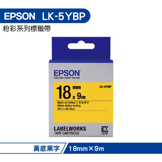 EPSON LK-5YBP C53S655404 粉彩系列黃底黑字標籤帶 寬度18mm