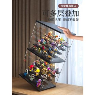 泡泡瑪特 LABUBU手辦盲盒 收納展示盒 高達防塵 帶燈收納櫃 透明卡通 潮玩純色 公仔娃娃展示櫃 收納櫃