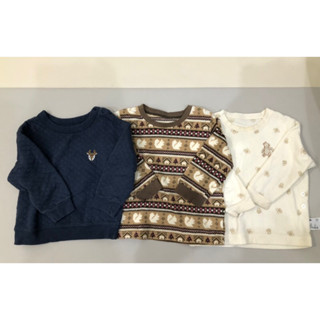 Uniqlo 兒童 幼童 男童 90公分 長袖上衣 二手 冬天衣服 維尼 麋鹿 動物