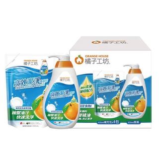 ⭐橘子工坊高效潔淨洗碗精650毫升+補充包430毫升X4入⚠️單盒原箱出貨，單筆最多2盒⭐【購得小舖】