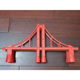 二手惜福品 IKEA相容 38公分 15吋 紅色造型拱橋 玩具火車 木製軌道配件7件組 木頭 交通工具 造型遊戲組 玩具