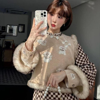 【珞安】S-2XL 改良式旗袍洋裝 新中式國風女裝 冬季新款國風刺繡馬甲 改良版旗袍 新中式套裝女 顯瘦修身旗袍洋裝