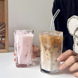七七ins/【臺灣出貨】北歐風扭扭杯冰美式拿鐵咖啡杯玻璃杯夏天果汁杯