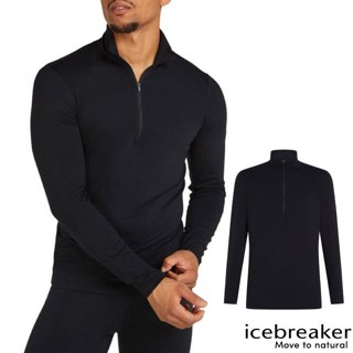 【Icebreaker】男 半開襟長袖羊毛排汗衣 Core Heavyweight 休閒運動上衣/黑 IB0A575K