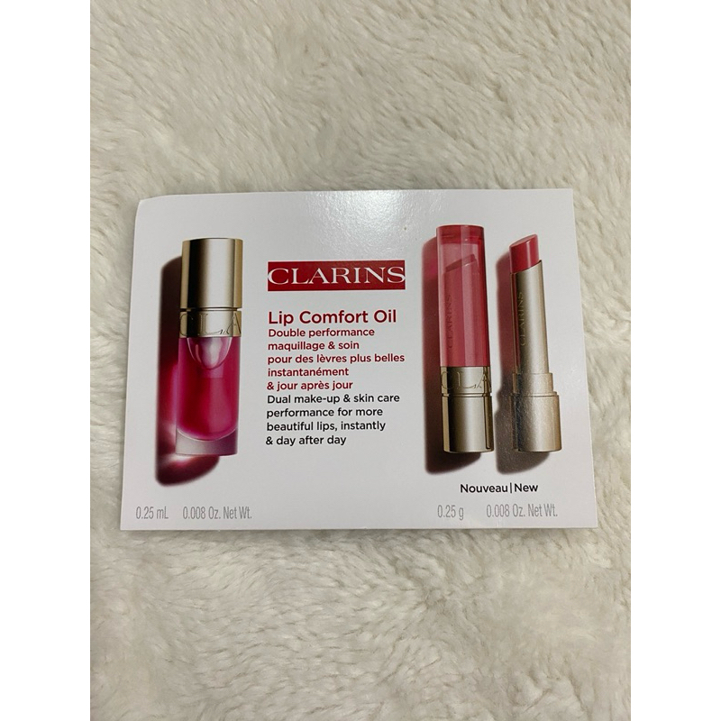 CLARINS 克蘭詩 (OC)美唇油家族唇卡體驗禮(彈潤植萃美唇油04糖粉甜心&固態美唇油02烟粉薔薇) 小樣