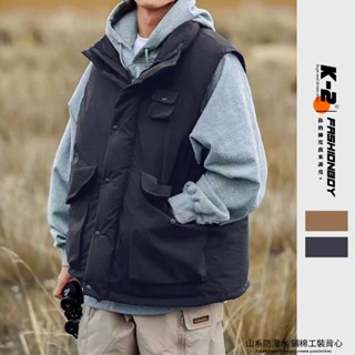 【K-2】outdoor 山系 防潑水 工裝 多口袋 保暖厚背心 保暖背心 鋪棉背心 工裝背心 外套 背心【WM37】