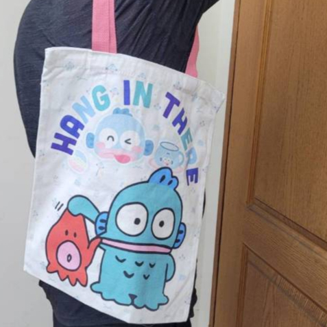 台灣現貨 現貨 人魚漢頓帆布包  帆布包 上課包 人魚漢頓肩背包 斜背包 帆布側背包 可愛人魚漢頓購物袋