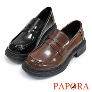 PAPORA 大尺碼皮鞋 36-42 樂福鞋 學生鞋 黑皮鞋 一腳蹬皮鞋 ~ 正常