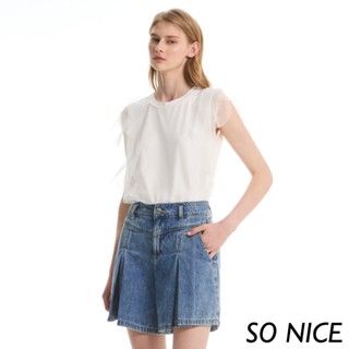 SO NICE【特惠】俏麗打摺設計牛仔裙褲｜都會時尚女裝【97342002】