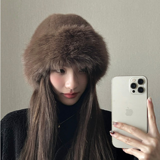 kiki｜秋冬加厚毛毛防皮漁夫蒙古帽 下雪氛圍感帽子 加厚帽子 毛毛帽子 保暖帽子 毛絨帽 蒙古帽 復古帽