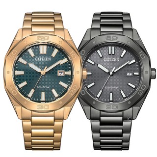 CITIZEN 星辰 GENT'S 光動能 八角形格紋面 腕錶 （玫瑰金 BM7633-81X／黑BM7637-81H）