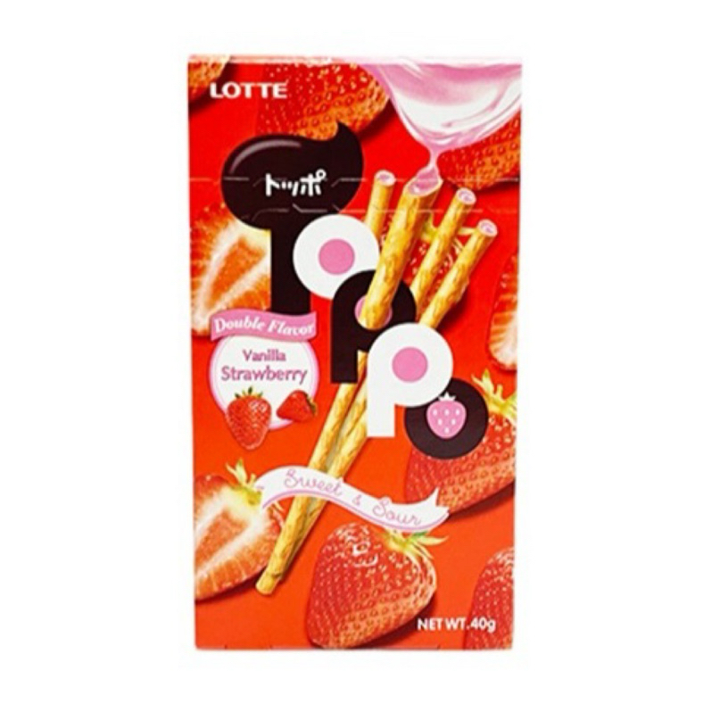 LOTTE樂天 TOPPO夾心棒-香草草莓口味 40g【Donki日本唐吉訶德】