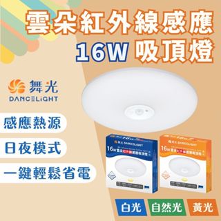 【燭光燈飾】【臺灣現貨】【附發票】舞光 雲朵紅外線感應吸頂燈｜16W｜快速安裝｜陽臺燈｜走道燈｜LED-CEN16DIS
