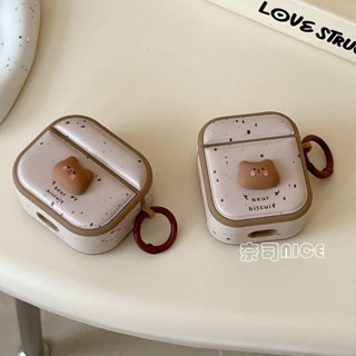 ins韓國卡通潑墨立體小熊磁吸蓋耳機殼適用於AirPods4代 3代 Pro2 1代 2代保護殼 蘋果無線藍牙耳機保護套