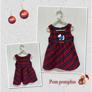 🎀二手童裝Pom pomplus專櫃 紅格子格紋連衣裙背心裙80號AWA0627