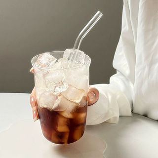 臺灣出貨 簡約玻璃杯 反口玻璃杯 冰美式拿鐵咖啡杯 飲料杯 牛奶杯 泡茶杯 耐熱杯 水杯 咖啡杯 透明大容量咖啡杯