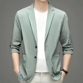 💖臺灣💖男西裝外套 冰絲西裝男 防曬外套 男士涼感西裝外套休閒西裝外套 冰絲西裝外套男超薄冰絲西服 男士西裝 西裝外套男