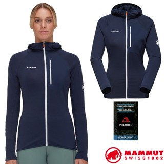 【MAMMUT 長毛象】女 保暖抗風防潑 連帽針織外套 Polartec Aenergy 登山外套/海洋藍 05550