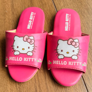 🇯🇵日本 Sanrio 三麗鷗 童鞋Hello Kitty凱蒂貓 室內拖鞋(仿皮革)尺寸18cm 二手9成新