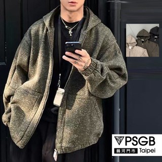 PSGB Taipei-p1-0122 彩點呢帽外套-流行-韓系-服飾-男裝-女裝-情侶款(現貨)