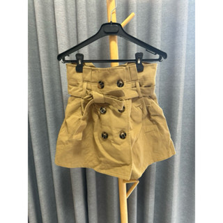 二手/全新 衣服清倉 斷捨離 雙排扣綁帶迷你裙 卡其裙