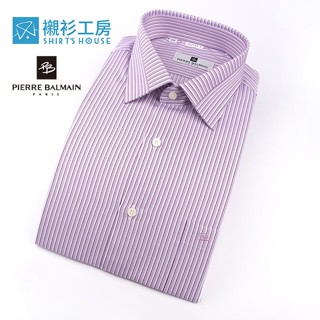 皮爾帕門pb紅色細條紋、領面拼接、合身長袖襯衫67154-03-襯衫工房