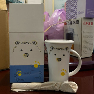 全新商品❤️超可愛熊熊茶杯套組附湯匙 餐具套組 杯子 茶杯 湯匙 杯蓋 馬克杯 陶瓷
