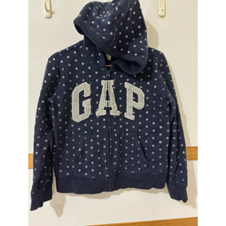 GAP二手童經典logo點點深藍色刷毛外套XL號