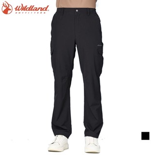 【WILDLAND 荒野】男彈性貼袋四季款休閒長褲 黑 中大尺碼 3XL 4XL 登山褲 彈性長褲 S2386