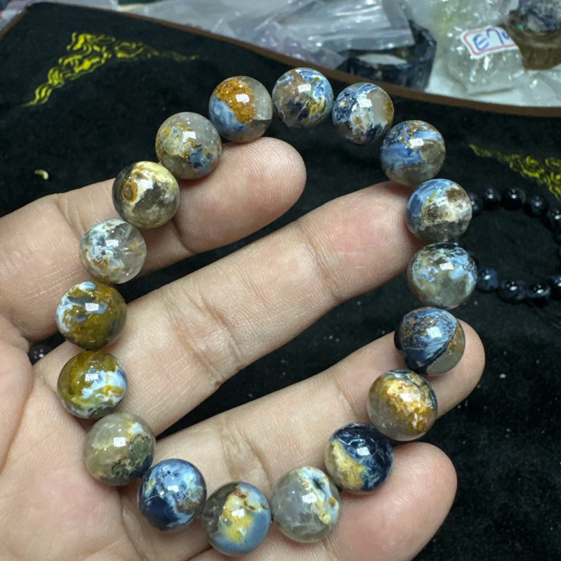 B940 特價 玉化 納米比亞 11m手圍16.5重32克  火彩 藍彼得石 彼得石 手珠 手串 手鍊
