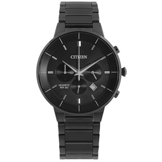 CITIZEN / 簡約俐落 三眼計時 日期 日本機芯 不鏽鋼手錶 鍍黑 / AN8227-53H / 42mm