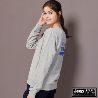 JEEP 女裝 層次感字母刺繡大學T-灰色