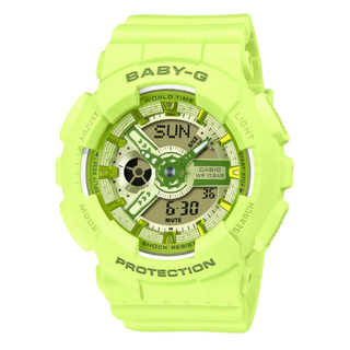 【CASIO 卡西歐】 BABY-G 活力繽紛 Y2K時尚 亮麗黃綠 雙顯系列 BA-110YK-3A 43.4mm